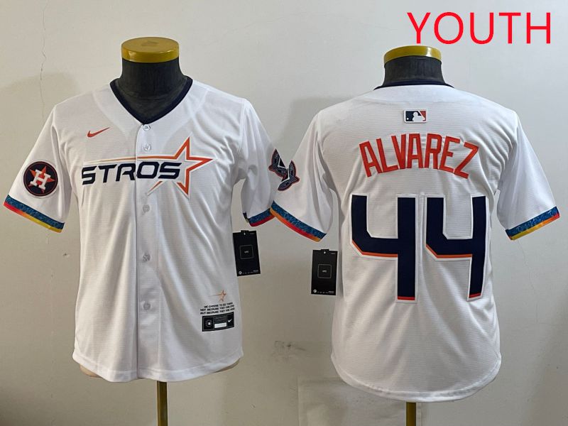Youth Houston Astros 44 Alvarez White Fourth generation Joint Name 2025 Nike MLB Jersey style 5